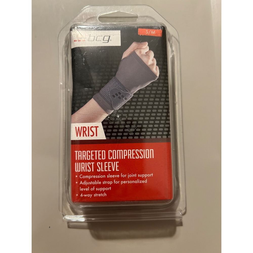BCG Targeted Compression Wrist Sleeve Gray S/M Adjustable Strap 162422 NEW